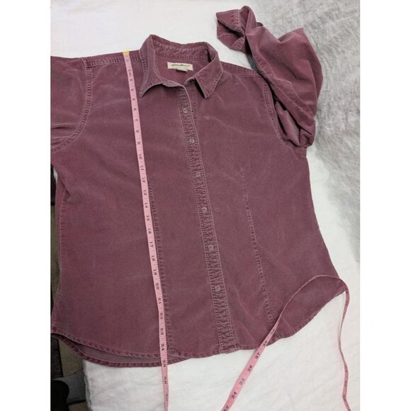 Eddie Bauer women's sz Large lilac corduroy long sleeve button up shirt V7 - Picture 6 of 6